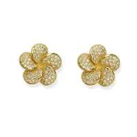 Picture Unique earrings 18K gold plated silver earrings White zircons
