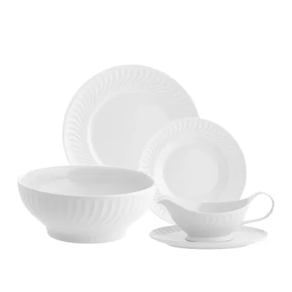 Zdjęcie Duży komplet zastawy obiadowej z porcelany Sagres z motywem tworzącym fale - Vista Alegre