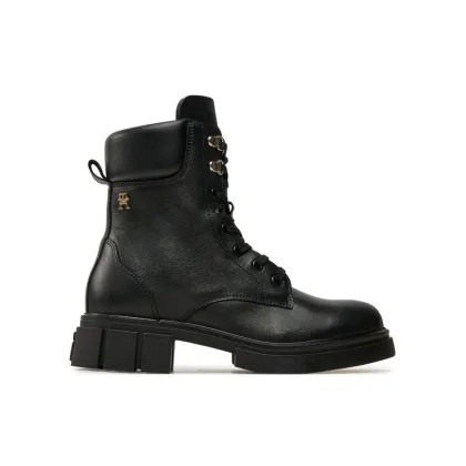 Zdjęcie Tommy Hilfiger Trapery Lace-Up Biker Leather FW0FW08167 Czarny