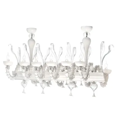 Zdjęcie Żyrandol ze szkła Murano Rezzonico w kolorze białym i transparentnym - Il Paralume Marina