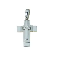 Zdjęcie Znakomity męski błyszczący i satynowy krzyż o śr.ct.0,01 wym.22x15mm.