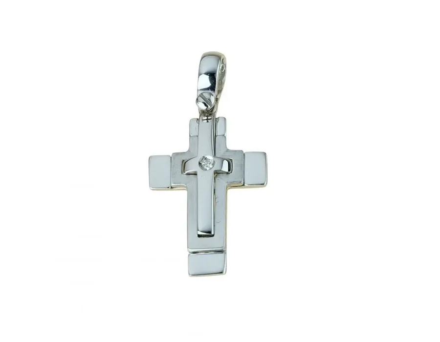 obrazek 1 Znakomity męski błyszczący i satynowy krzyż o śr.ct.0,01 wym.22x15mm.