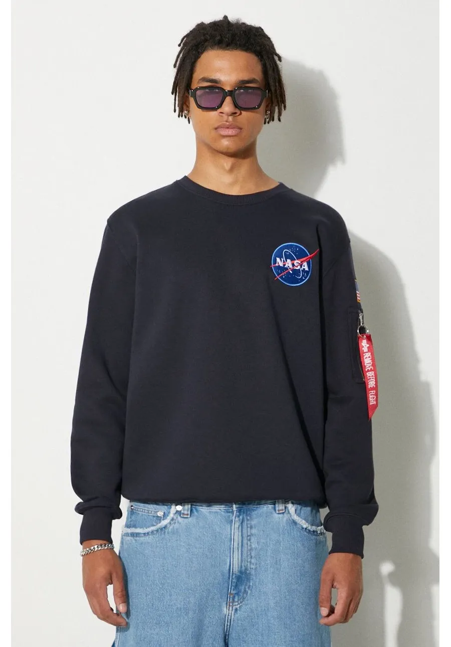 obrazek 1 Alpha Industries bluza Space Shuttle Sweater męska kolor granatowy z nadrukiem 178307 07