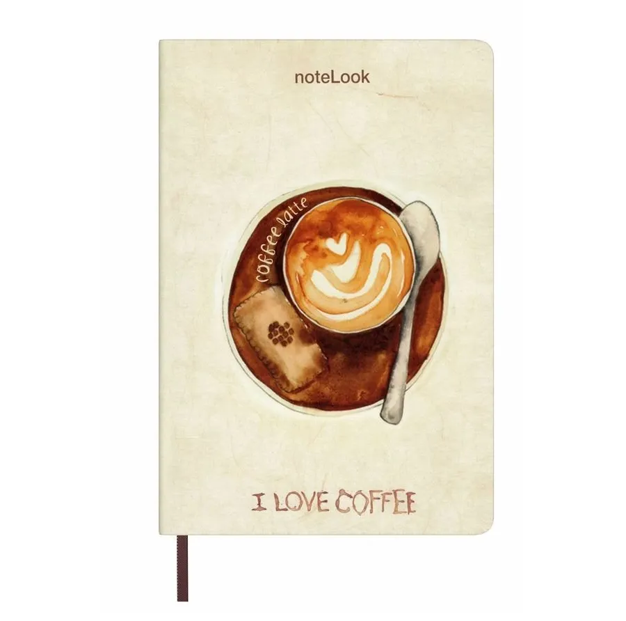 obrazek 2 Prezentowy notatnik z krajobrazem filiżanki kawy latte - formaty A5, A6, A7