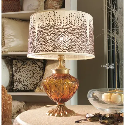 Zdjęcie Kryształowa lampa stołowa w kolorze bursztynu z kloszem - Il Paralume Marina