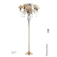 Zdjęcie Lampa podłogowa z kolekcji „Genziana” z przydymionego szkła Murano i mosiądzu zdobionego 24K złotem - Il Paralume Marina