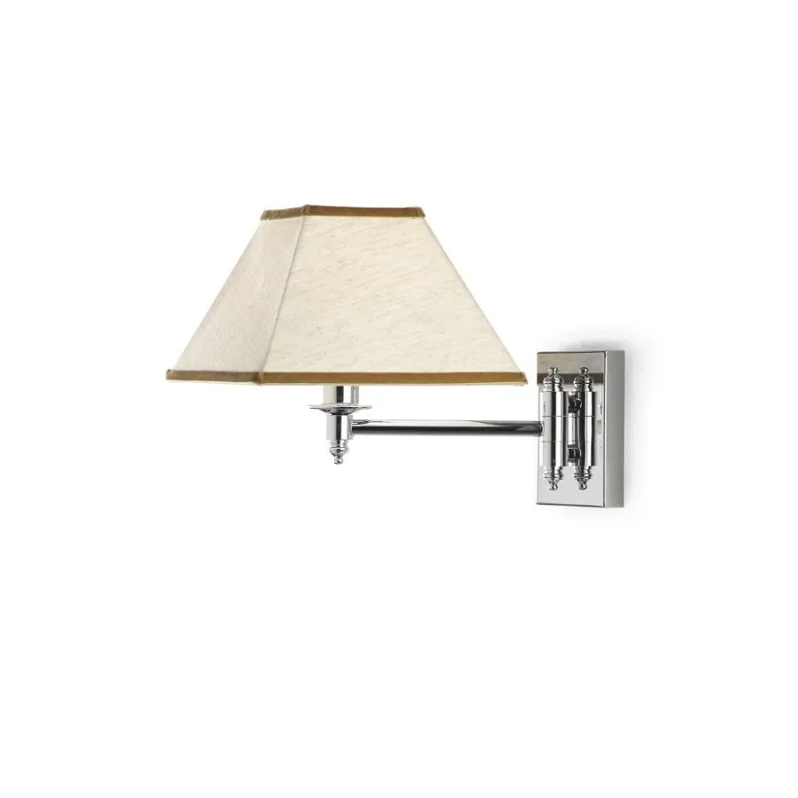 obrazek 1 Kinkiet z abażurem z tkaniny w kształcie ściętego piramidy H.28xL.24xP.31 cm