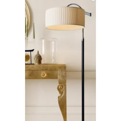 Picture Studio lamp, articulated, round, pleated shade, ivory - Avenanti