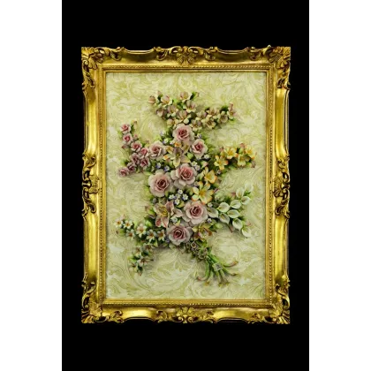 Zdjęcie Prestiżowy porcelanowy obraz w złotej ramie do apartamentu