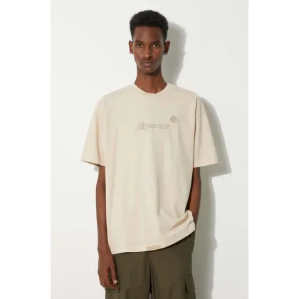 Zdjęcie AAPE t-shirt bawełniany Tee męski kolor beżowy z aplikacją AAPTEM1416XXM