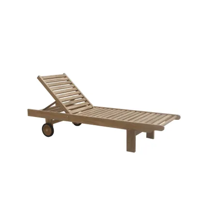 Zdjęcie Stylowy leżak na kółkach Classica wykonany z drewna tekowego