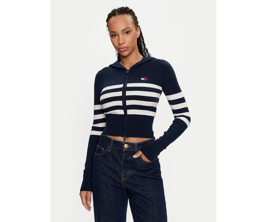 obrazek 1 Tommy Jeans Sweter DW0DW18524 Granatowy Slim Fit