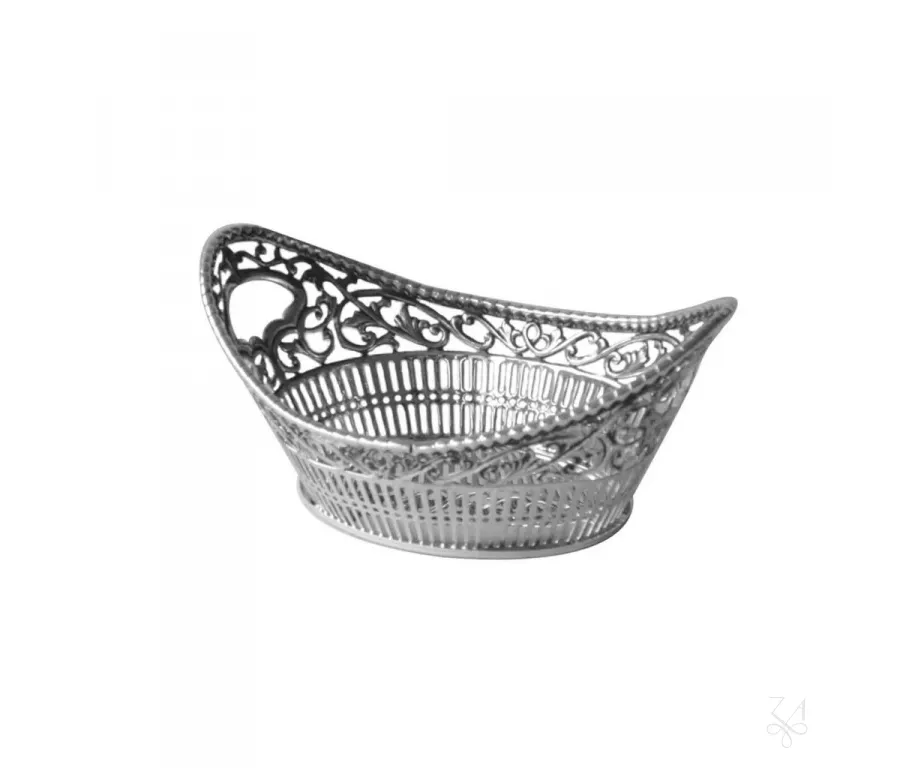 picture 1 Oval silver basket with beautiful openwork decoration - Zaramella Argenti