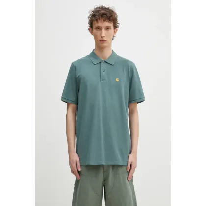Zdjęcie Carhartt WIP polo bawełniane S/S Chase Pique Polo męski kolor zielony gładki I023807.2N0XX