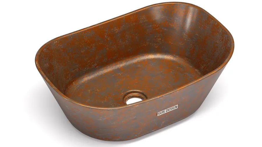 obrazek 2 Nowoczesna umywalka 50 cm LIBRA BASIC – SMOKED METAL, miedziany i szary, lakier półmatowy