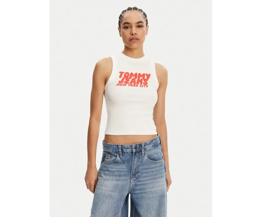 obrazek 1 Tommy Jeans Top DW0DW21339 Écru Slim Fit