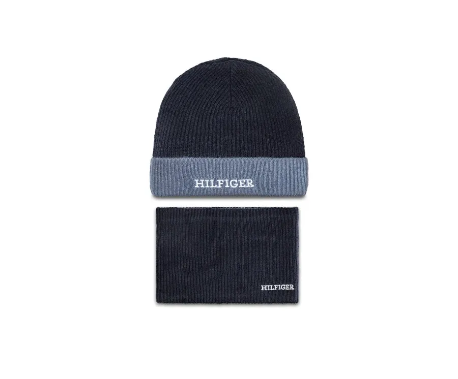 obrazek 1 Tommy Hilfiger Komplet czapka i komin AU0AU01938 Granatowy