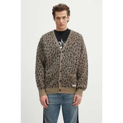 Zdjęcie Wacko Maria kardigan wełniany Leopard Mohair męski kolor brązowy 24FW-WMK-KN12