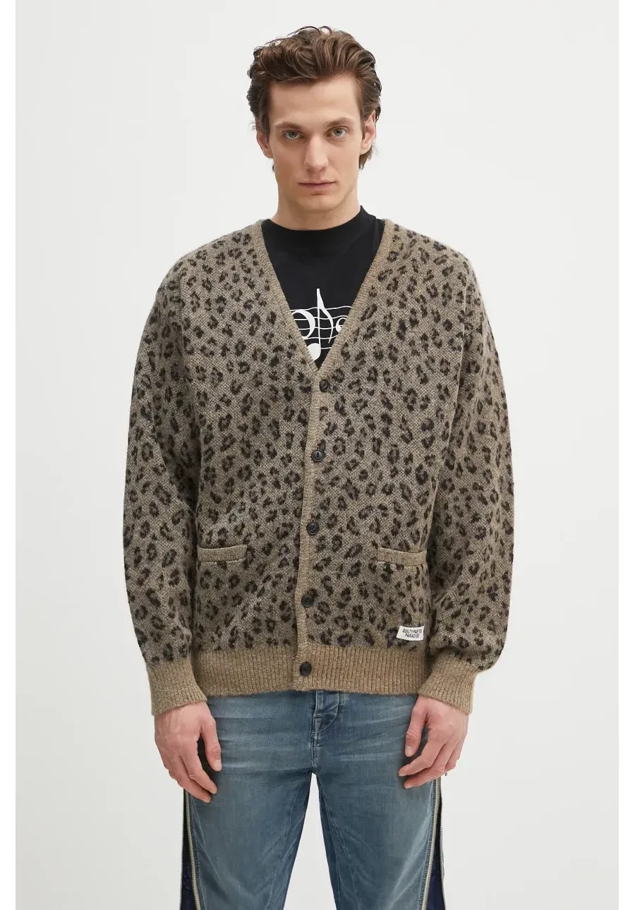obrazek 1 Wacko Maria kardigan wełniany Leopard Mohair męski kolor brązowy 24FW-WMK-KN12