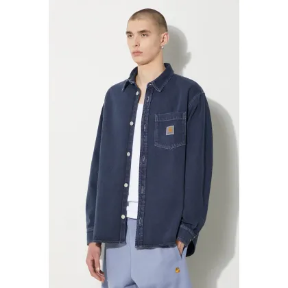 Zdjęcie Carhartt WIP koszula jeansowa George Shirt męska kolor granatowy regular z kołnierzykiem klasycznym I033750.29L4J