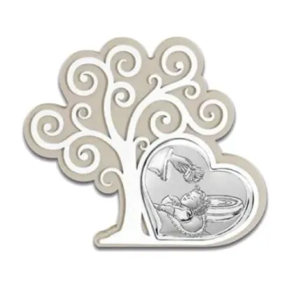 Zdjęcie Stylowa srebrna ozdoba 17,3х14,9 cm z przedstawieniem chrztu
