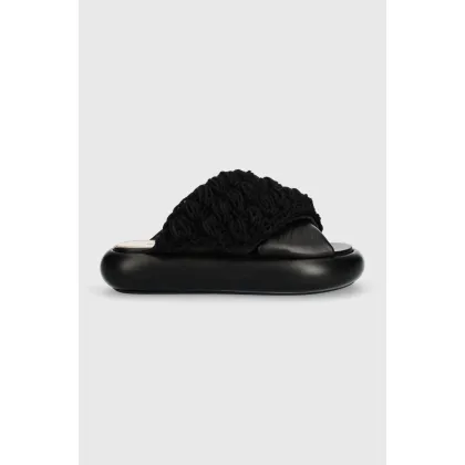 Zdjęcie JW Anderson klapki Crochet Twister damskie kolor czarny na platformie ANW42027A