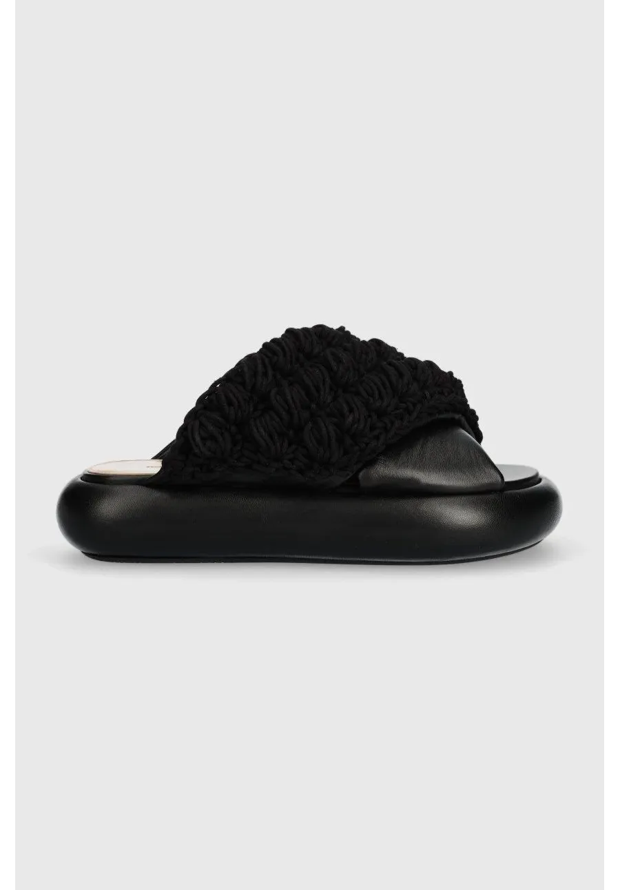 obrazek 1 JW Anderson klapki Crochet Twister damskie kolor czarny na platformie ANW42027A