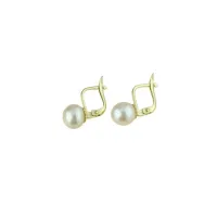 Picture Luxurious pearl and cubic zirconia earrings with a 7mm diameter hook