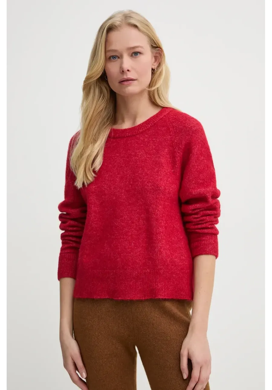 obrazek 1 Samsoe Samsoe sweter wełniany NOR damski kolor czerwony lekki F00022152