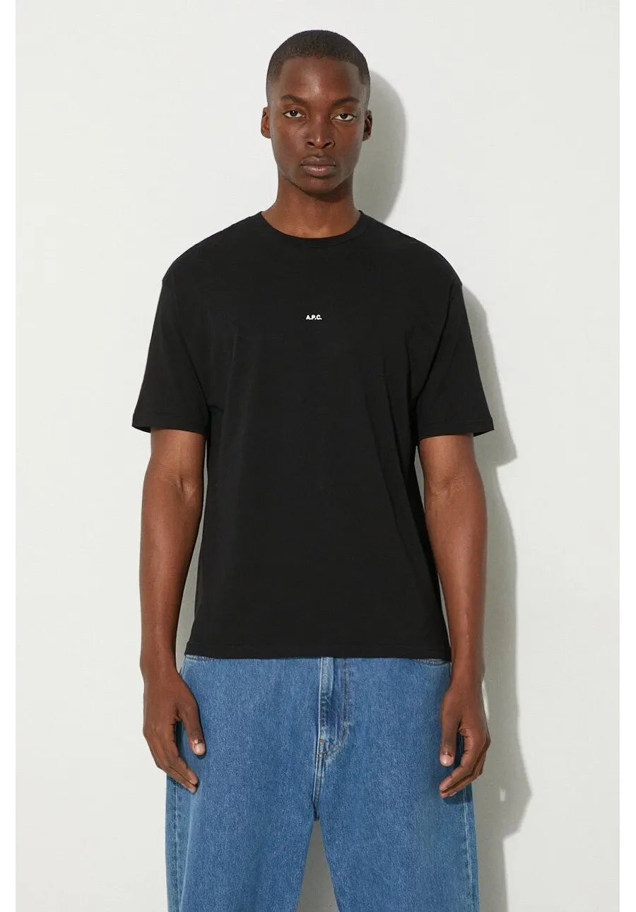 obrazek 1 A.P.C. t-shirt bawełniany t-shirt boxy micro logo GOTS męski kolor czarny gładki COHBW.H26386