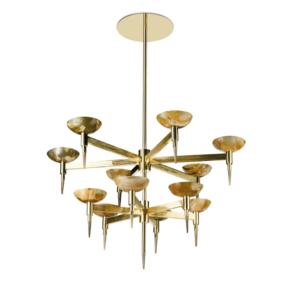 picture 1 Luxurious chandelier in hand-engraved brass - Arcahorn