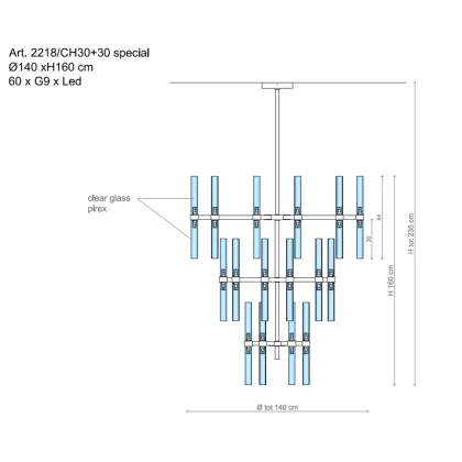 Zdjęcie Stylowy żyrandol  ze szkłami borokrzemowymi z konstrukcją z delikatnym złotym wykończeniem – Il Paralume Marina
