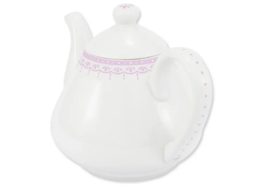 obrazek 3 Stylowy imbryk z porcelany z subtelnym zdobieniem w kolorze różowym - Leander