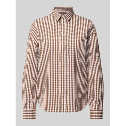 Zdjęcie Bluzka koszulowa o kroju regular fit z wyhaftowanym logo model ‘OPLIN GINGHAM’