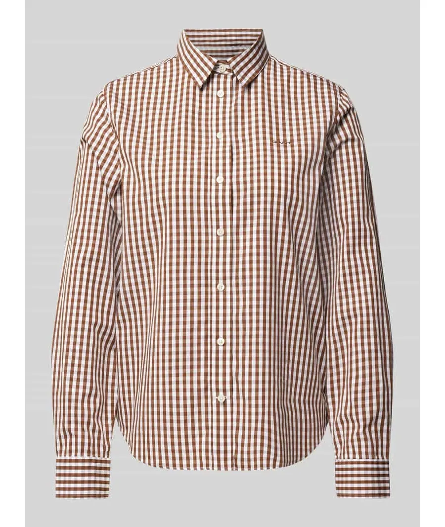 obrazek 1 Bluzka koszulowa o kroju regular fit z wyhaftowanym logo model ‘OPLIN GINGHAM’