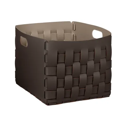 Zdjęcie Kosz Bottega 35x40xH30 cm wykonany z naturalnej skóry w kolorze czekoladowym