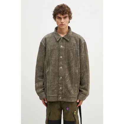 Zdjęcie Rick Owens kurtka sztruksowa Jumbo Worker kolor szary przejściowa oversize DU02D2761.HCF
