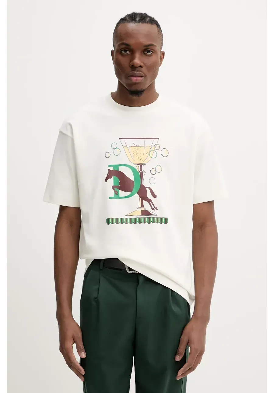 obrazek 1 Drôle de Monsieur t-shirt bawełniany Le T-Shirt Polo męski kolor beżowy z nadrukiem G-TS241-CO199-OW