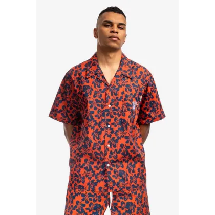 Zdjęcie Billionaire Boys Club koszula bawełniana Hibiscus Camo S/S Bowling Shirt męska kolor czerwony regular z kołnierzykiem klasycznym B22216-RED
