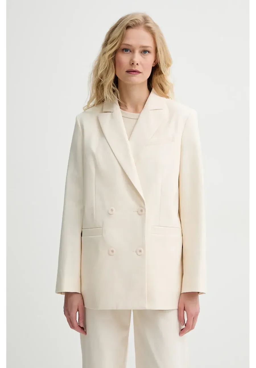 obrazek 1 A.P.C. marynarka bawełniana veste lucy kolor beżowy dwurzędowa gładka COHFU.F03212
