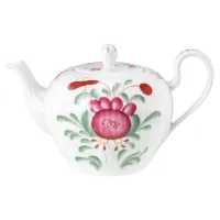 Zdjęcie Porcelanowy dzbanek do herbaty zdobiony motywem kwiatowym w stylu klasycznym – Tettau