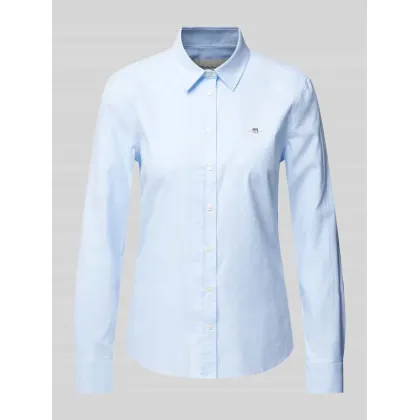 Zdjęcie Bluzka koszulowa o kroju slim fit z wyhaftowanym logo