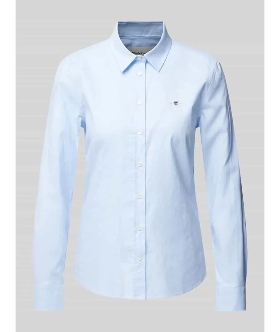 obrazek 1 Bluzka koszulowa o kroju slim fit z wyhaftowanym logo