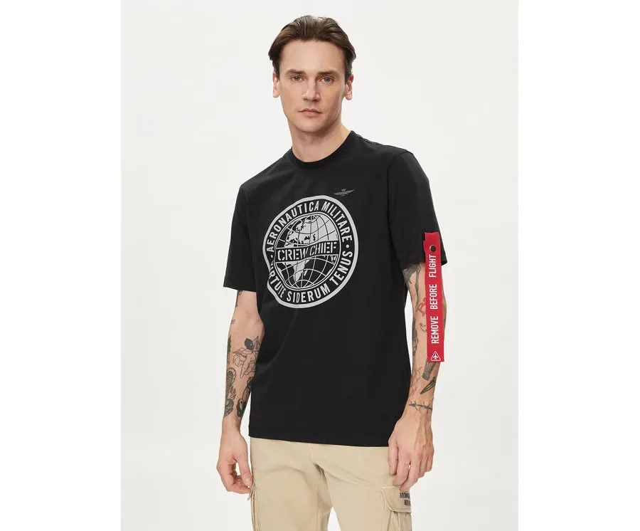 obrazek 1 Aeronautica Militare T-Shirt 241TS2208J635 Czarny Regular Fit