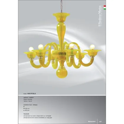 Zdjęcie Stylowy żyrandol z sześcioma światłami w żółtym kolorze - Il Paralume Marina