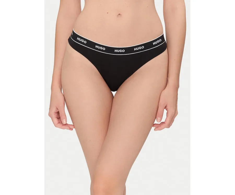 obrazek 1 HUGO Stringi Thong Stripe Pyp 50545700 Czarny