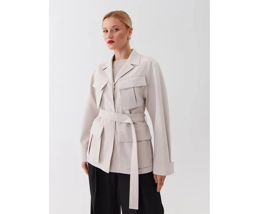 obrazek 1 Calvin Klein Płaszcz przejściowy K20K205882 Écru Regular Fit