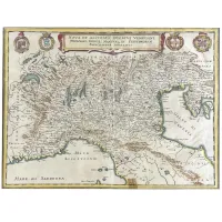 Picture Geographic map of all northern Italy from the 18th century