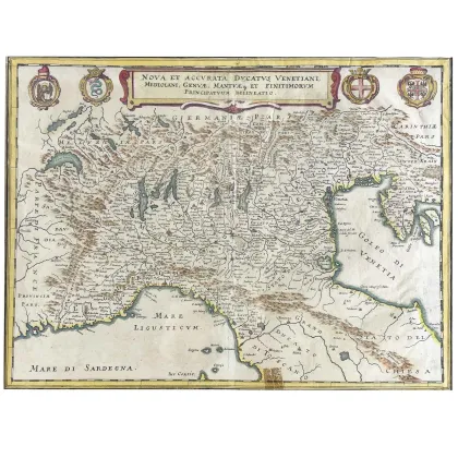 Picture Geographic map of all northern Italy from the 18th century