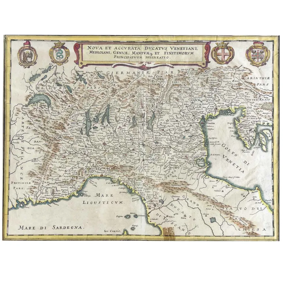 obrazek 1 Mapa geograficzna całych północnych Włoch z XVIII wieku